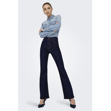 Blugi bootcut cu talie inalta