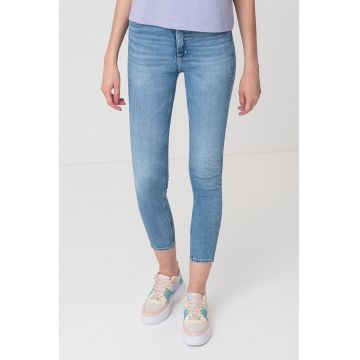 Blugi crop skinny cu talie inalta