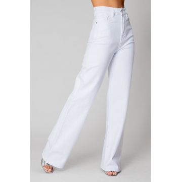 Blugi elastici largi din denim White 15300