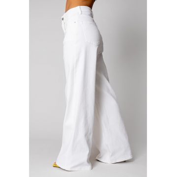Blugi elastici lungi largi din denim White 15780
