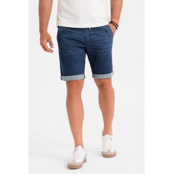 Blugi scurti cu talie elastica si snur