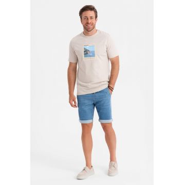 Blugi scurti cu talie elastica si snur