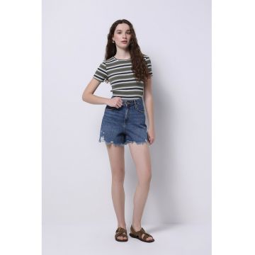 Blugi scurti din denim cu talie inalta
