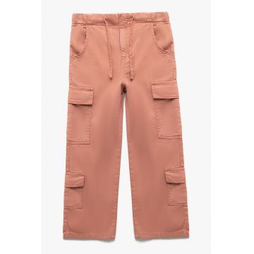 Pantaloni cargo de bumbac cu snur