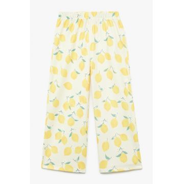 Pantaloni cu croiala ampla - talie elastica si model lamaie