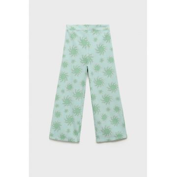 Pantaloni cu talie medie si design tropical