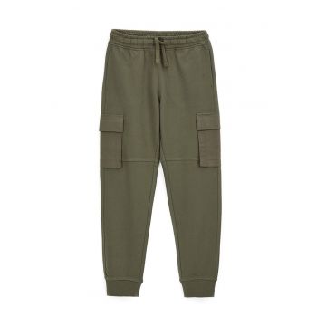 Pantaloni de trening cu model uni si snur de ajustare