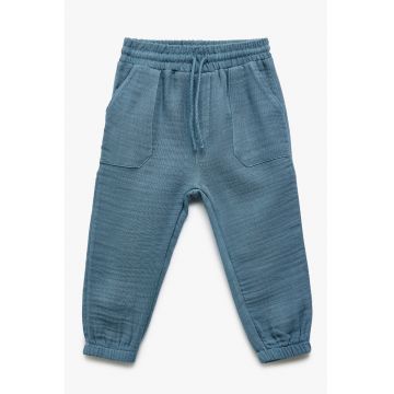 Pantaloni din bumbac cu talie ajustabila