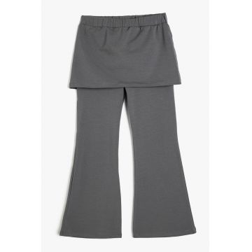 Pantaloni evazati din bumbac cu fusta integrata