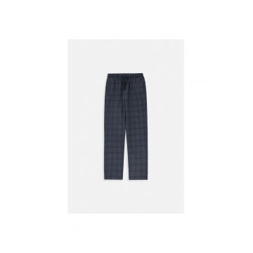 Pantaloni in carouri cu buzunare laterale - Bleumarin -