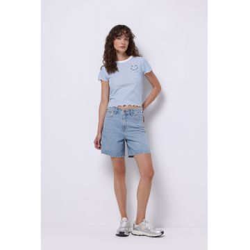 Pantaloni scurti din denim cu talie inalta