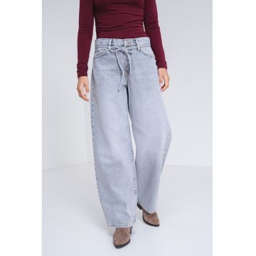 Blugi drepti cu talie medie - Gri deschis
