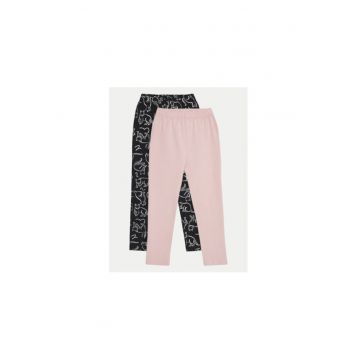 Set 2 pantaloni fete -  304455124 - Bumbac - Negru