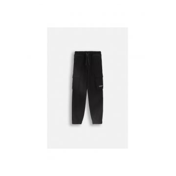 Pantaloni copii -  bumbac - negru - talie elastica - confortabili