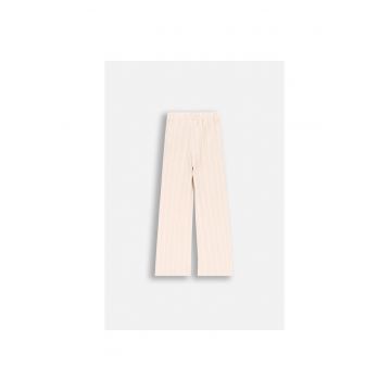 Pantaloni fete -  evazati - elastic in talie - poliester - ecru