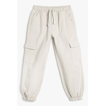 Pantaloni de trening din bumbac cu talie medie