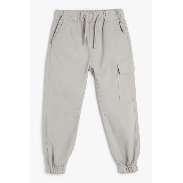 Pantaloni din bumbac cu snururi de ajustare