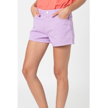 Pantaloni scurti de denim cu aplicatie logo brodata pe partea din spate