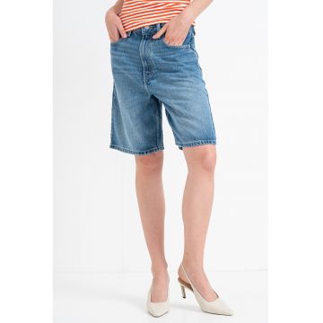 Bermude din denim cu talie inalta