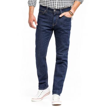 Blugi Barbati -  Vegas Slim - Slim Fit - Talie Medie - Confortabili Si Rezistenti - Material Elastic - Croiala Clasica - Ideali Pentru Munca Si Zilnic - Fermoar - Bumbac - Elastan - W31 L34 - Albastru