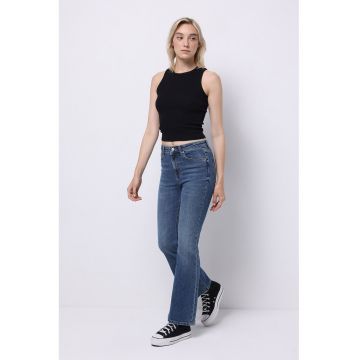 Blugi bootcut cu talie inalta