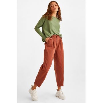 Blugi crop cu talie inalta
