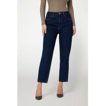 Blugi crop cu talie medie - Bleumarin -
