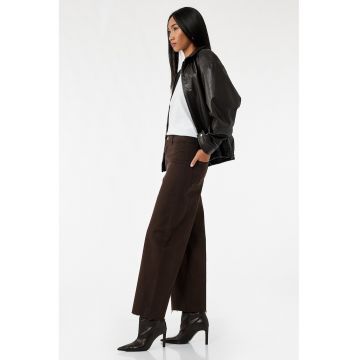 Blugi crop drepti cu talie inalta