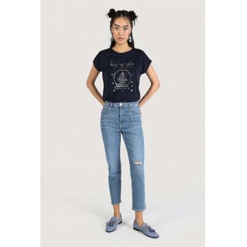 Blugi din denim cu talie medie