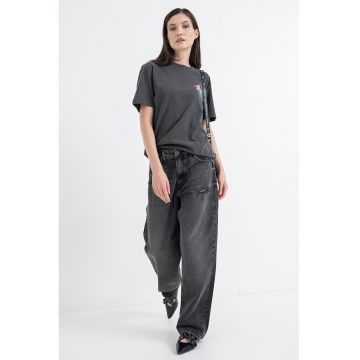 Blugi evazati cu model uni