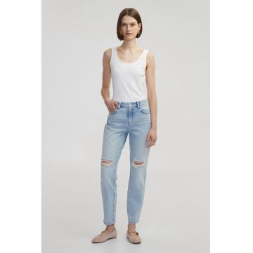 Blugi mom-fit cu aspect deteriorat