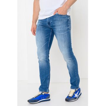 Blugi skinny cu aspect decolorat
