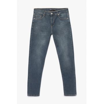 Blugi slim fit cu aspect decolorat