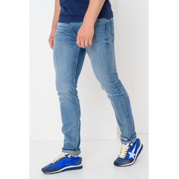 Blugi slim fit cu model cu 5 buzunare