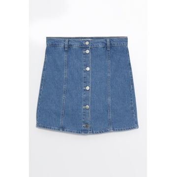 Fusta-pantalon de denim cu talie inalta