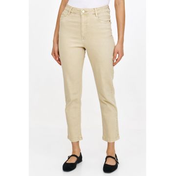 Pantaloni crop cu talie inalta