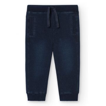 Pantaloni de denim sintetic cu snur