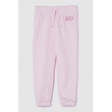 Pantaloni de trening cu imprimeu logo si snur