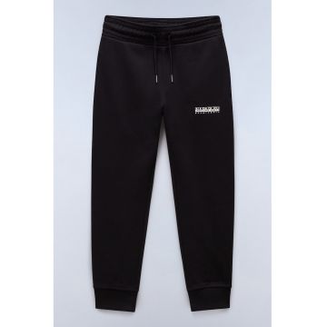 Pantaloni de trening cu imprimeu logo si snururi