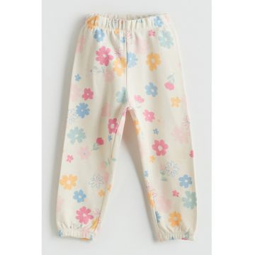 Pantaloni din amestec de bumbac cu imprimeu floral