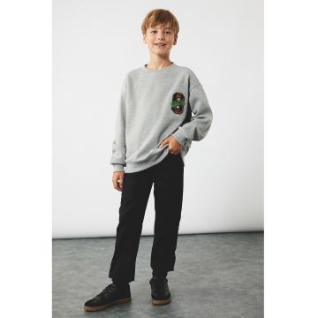 Pantaloni din amestec de bumbac cu snururi