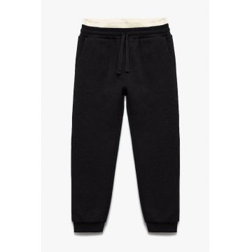 Pantaloni din amestec de bumbac cu snururi