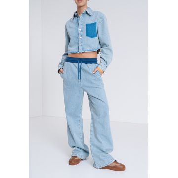 Pantaloni jogger din denim cu snur