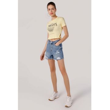 Pantaloni scurti din denim cu model uni