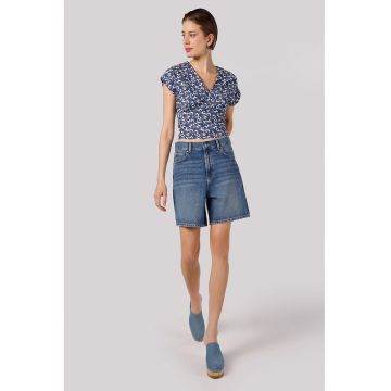 Pantaloni scurti din denim cu talie inalta
