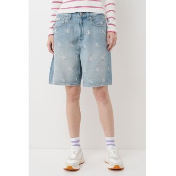 Bermude din denim cu aspect deteriorat