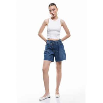Bermude din denim cu design asimetric