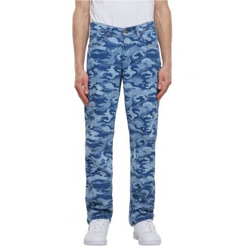 Blugi ampli cu imprimeu camuflaj