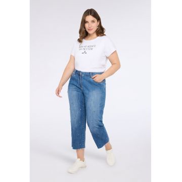 Blugi crop cu strasuri