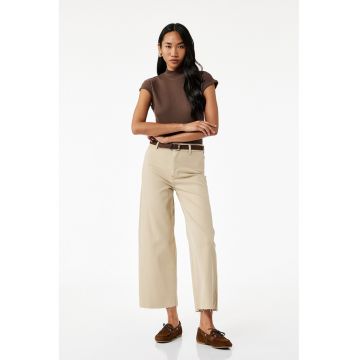 Blugi crop drepti cu talie inalta
